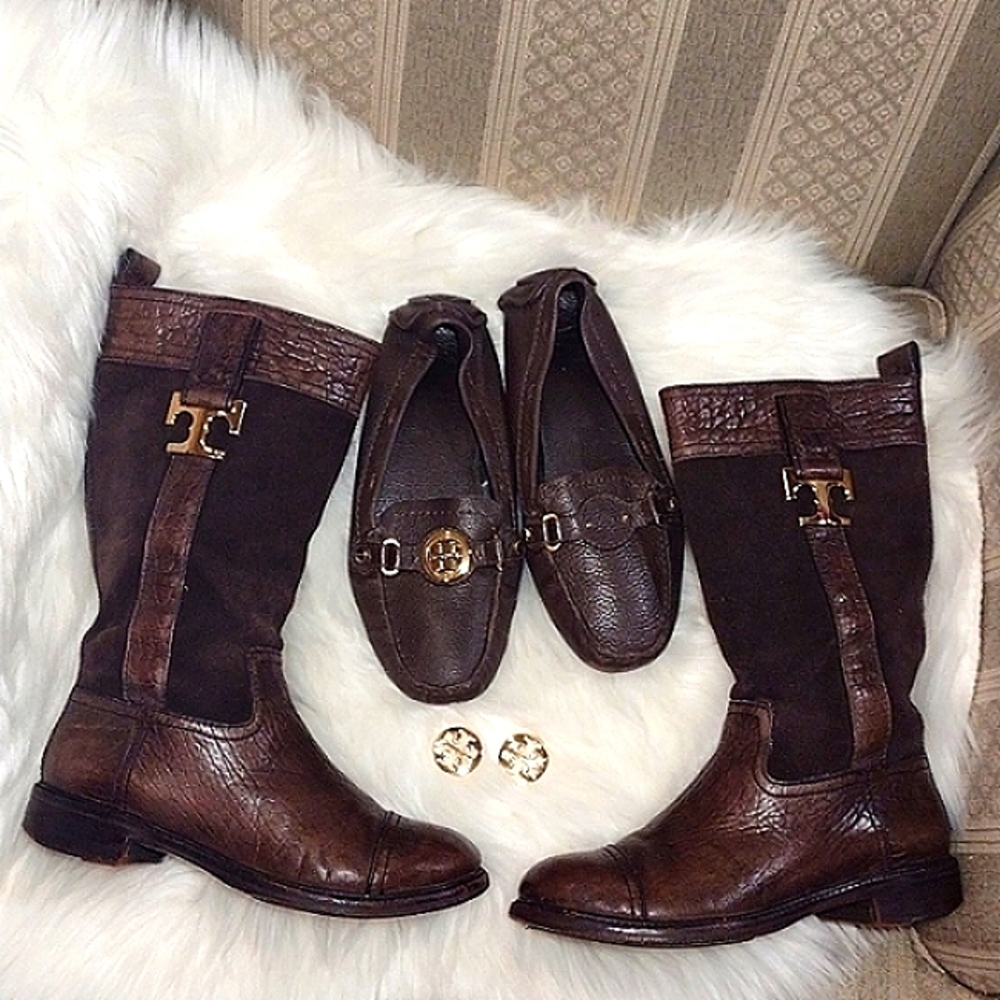 Bundle Tory Burch Corey Boots & Harrison Driving Mic Loafers